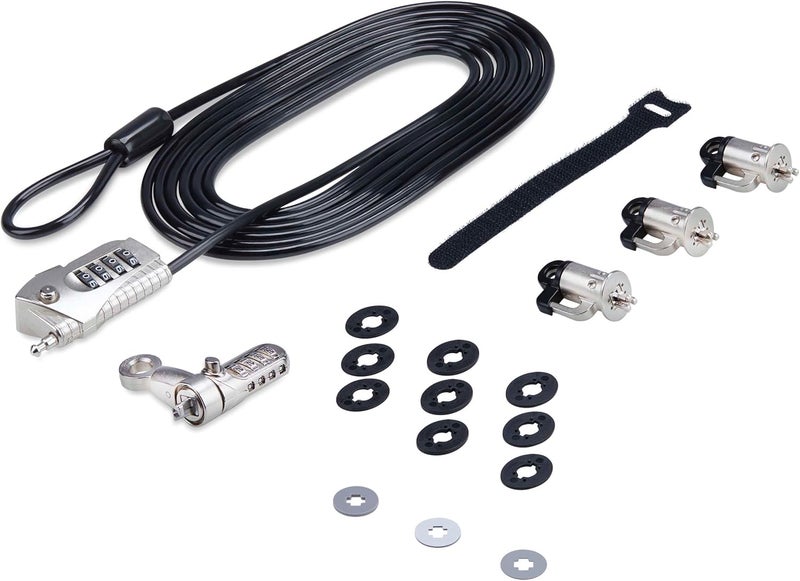 Star Tech .com Laptop/Desktop & Peripheral Lock Kit, Theft-Deterring Security Lock, K-Slot, 10ft (3m) Steel Cable, 3X Devices - Image 1